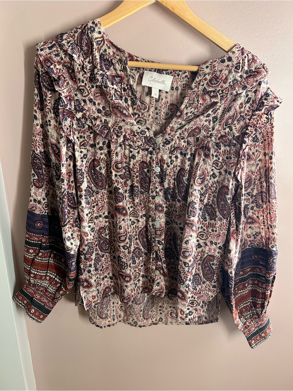 Cleobella Paisley Peasant Blouse - Pink Multi